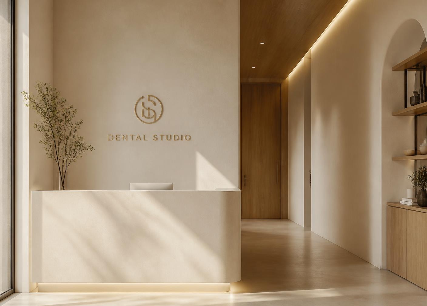 Interior minimalista de la clínica AUREA Dental Studio